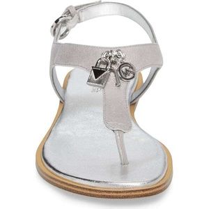 NWOT Michael Kors Suki silver charm sandals sz 9